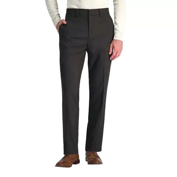Haggar Men's Flex Dress Pant, Brown, 32x32